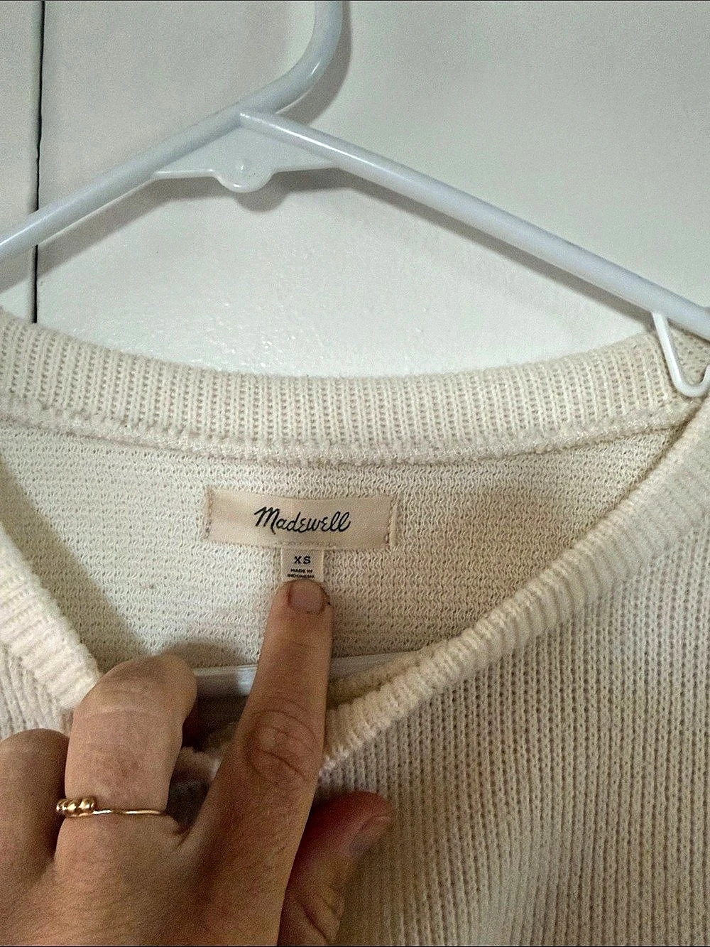 Madewell Waffle-Knit Sweatshirt Cream Size XS - Picture 2 of 4